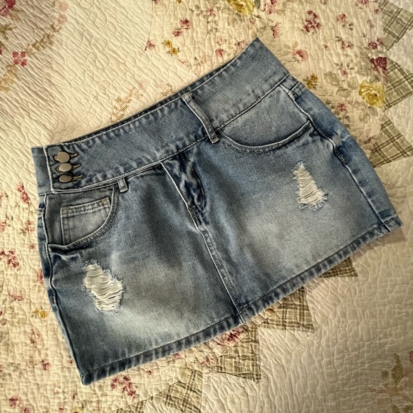 Light Blue Denim Mini Skirt - Picture 2 of 5